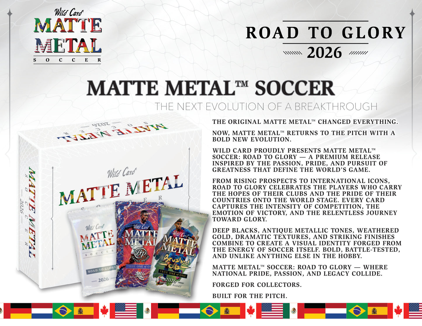 2026 Wild Card Matte Metal Soccer: Road To Glory - 12 box Case (1 auto box)